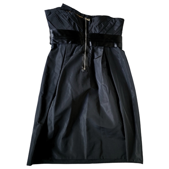 Dolce & Gabbana Black Strapless Bow Mini Dress Silk Cocktail Bustier Size IT 42 - Picture 6 of 10